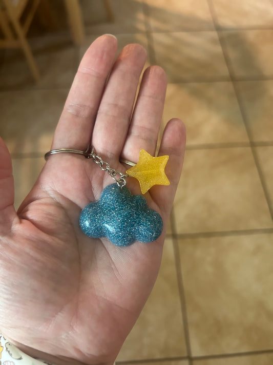 Nerdy Chick Creations - Cloud star keychain - 1