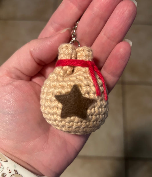 Nerdy Chick Creations - Tan bell bag keychain  - 1